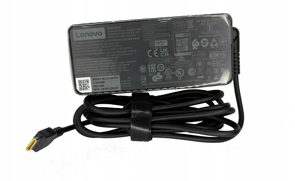 Oryginalny nowy zasilacz Lenovo 65W 20V 3.25 A wtyk USB-C +k.zasilając