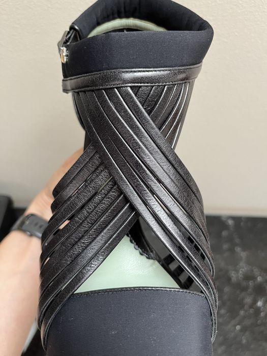 Szpilki skórzane letnie Sportmax czarne r.39 obcas 10 cm