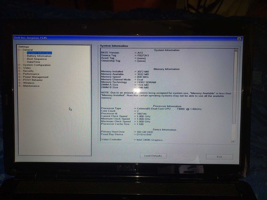 Dell Inspirion 1545 Sprawny