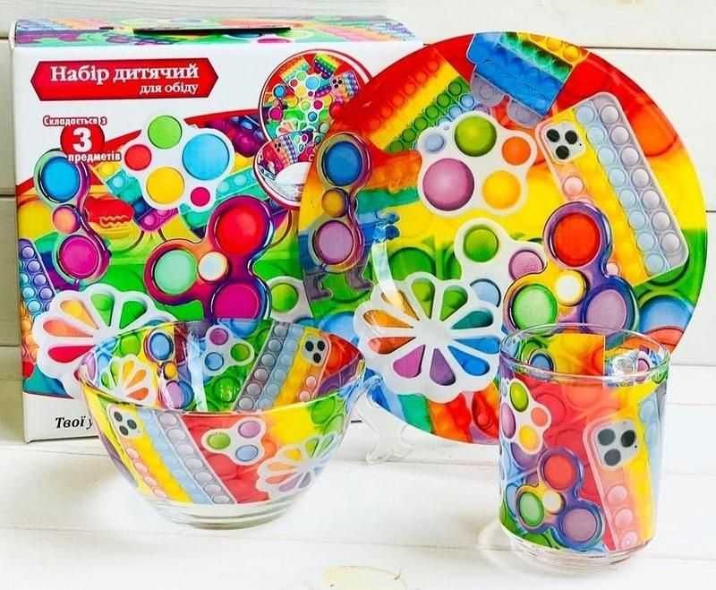 Набор стеклянной детской посуды для детей