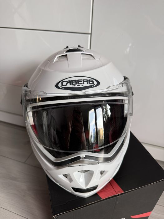 Kask szczękowy Caberg Duke II white metal rozmiar M plus intercom
