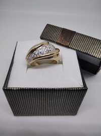 Złoty pierścionek z cyrkoniami złoto 585 R13