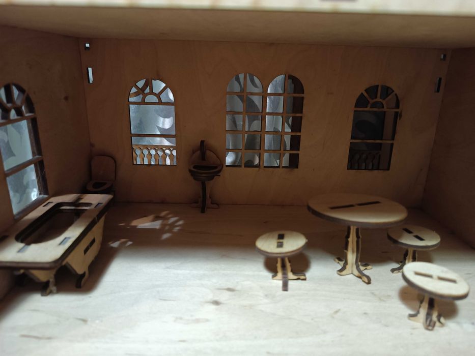 Деревянный, игрушечный домик