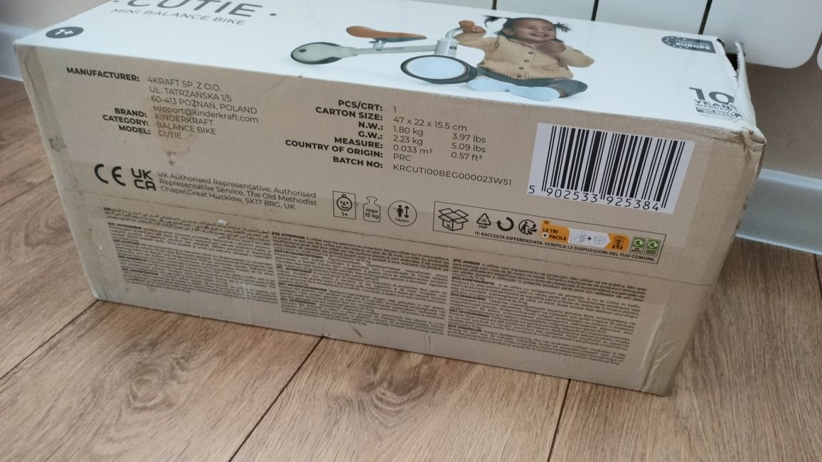 Rowerek biegowy Kinderkraft CUTIE mini balance bike