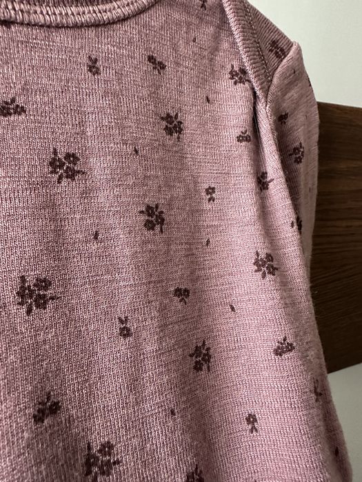 Body wełniane merino bielizna termoaktywna w kwiatki 86 92cm 808