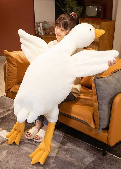Дитяча плюшева подушка Гусак 115 см Білий, Іграшка для дітей Гусак