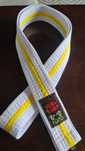 Pas biało żółty karate 110cm