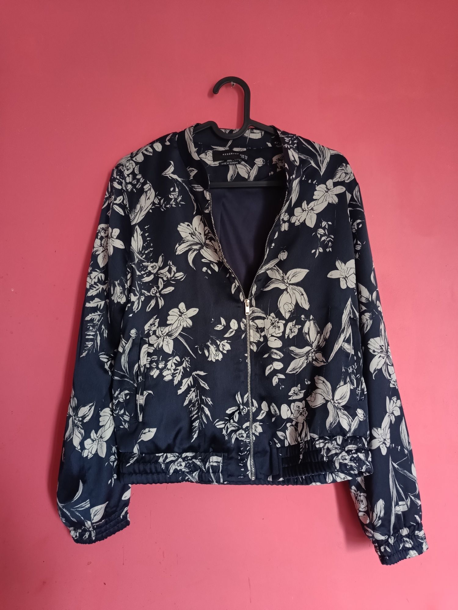 Kurtka/Bluza granatowa w kwiaty
