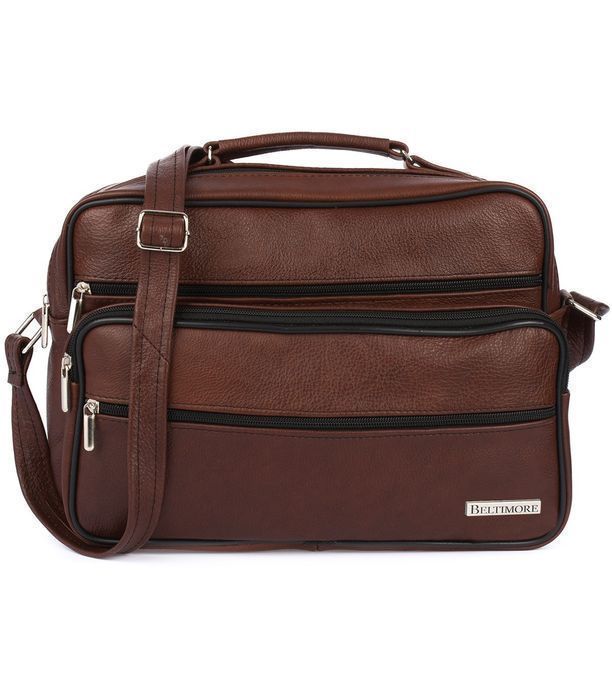 Koniakowa torba męska na ramię ze skóry naturalnej do pracy skórzana