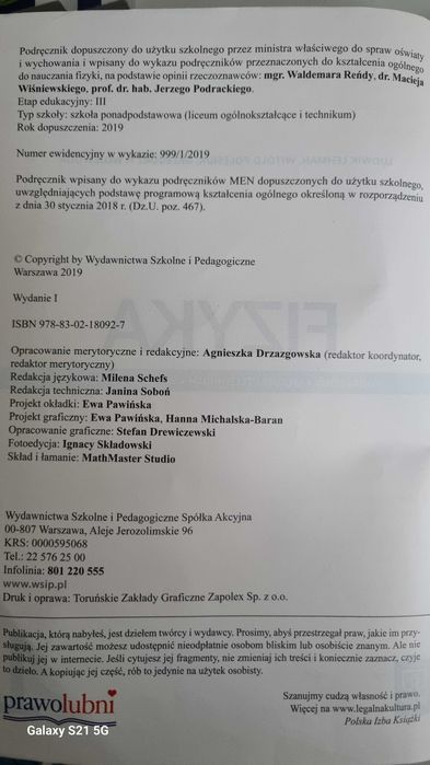 Fizyka 1 podręcznik WSiP