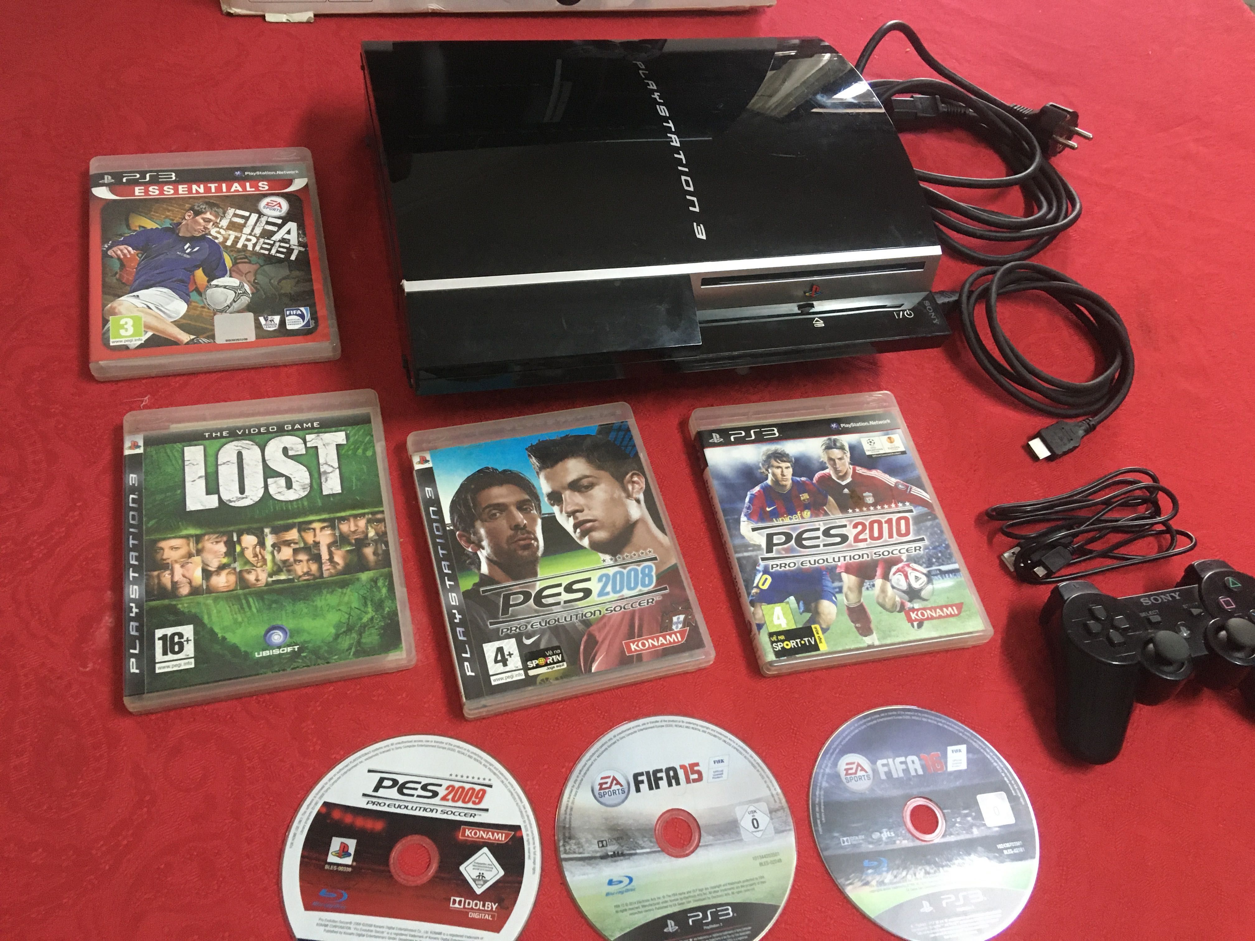 PlayStation 3 Fat 40gb-c/ caixa comando e 7 jogos