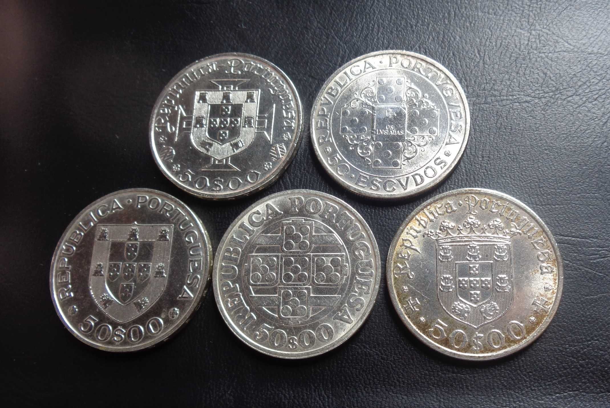 Coleção das 5 Moedas 50 Escudos Prata