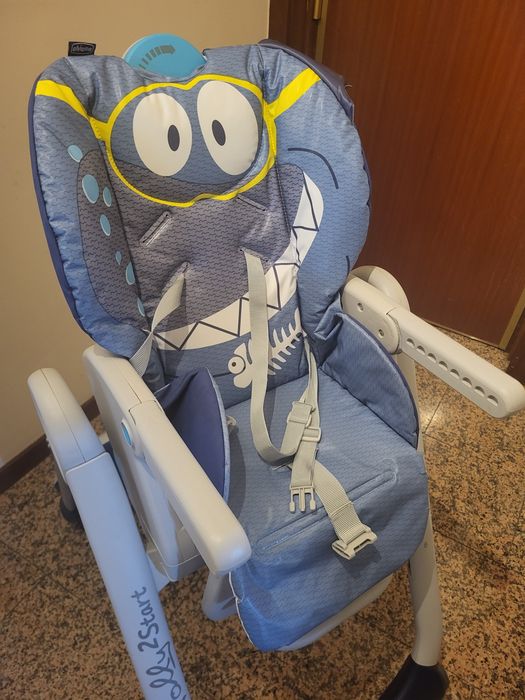 Cadeira refeição Chicco Polly2start tubarão + kit (espreguiçadeira)