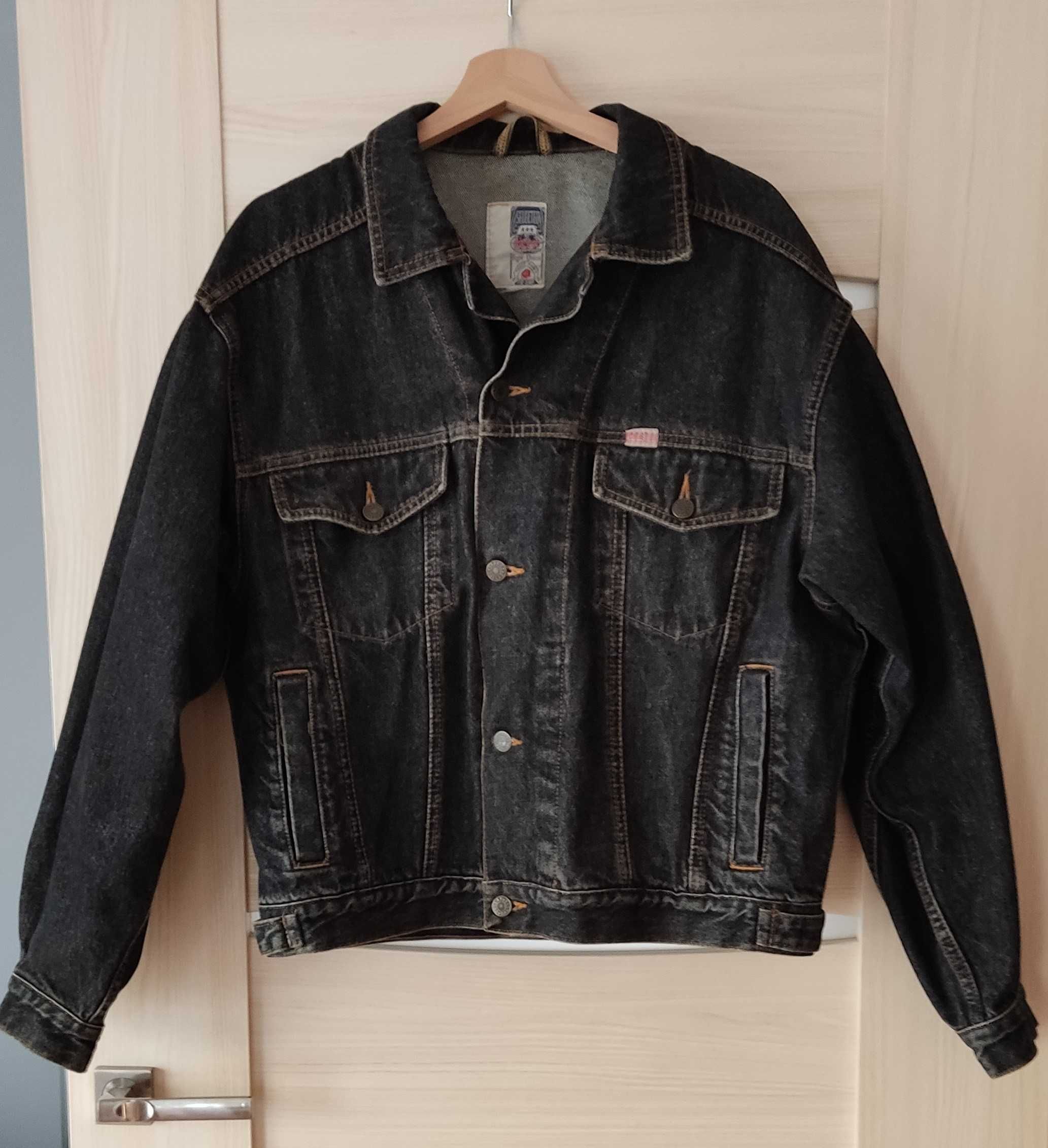 Czarna, męska kurtka jeansowa Dallas - Vintage