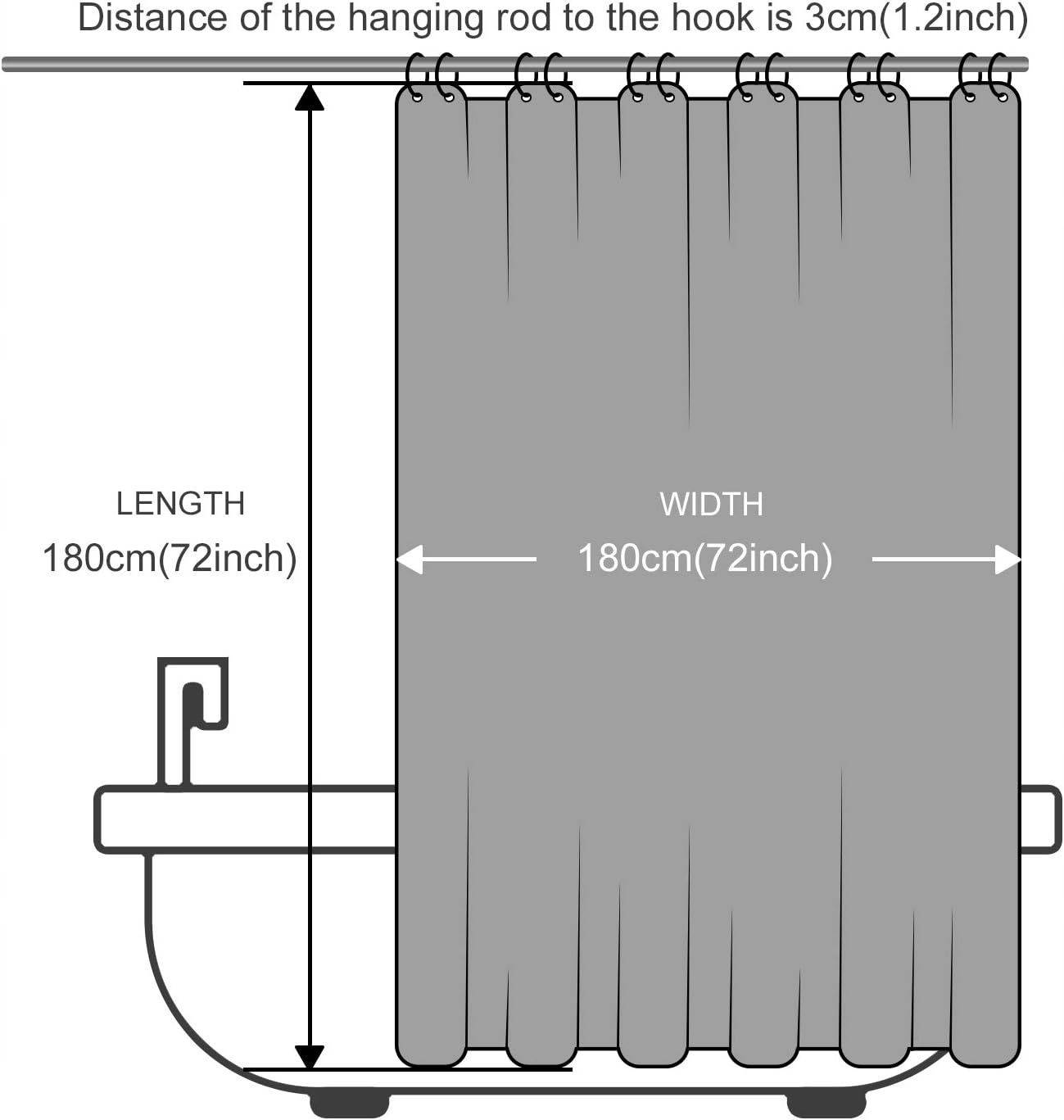 Zasłona prysznicowa winylowa Furlinic 180 x 180 cm szara 6 haczyków
