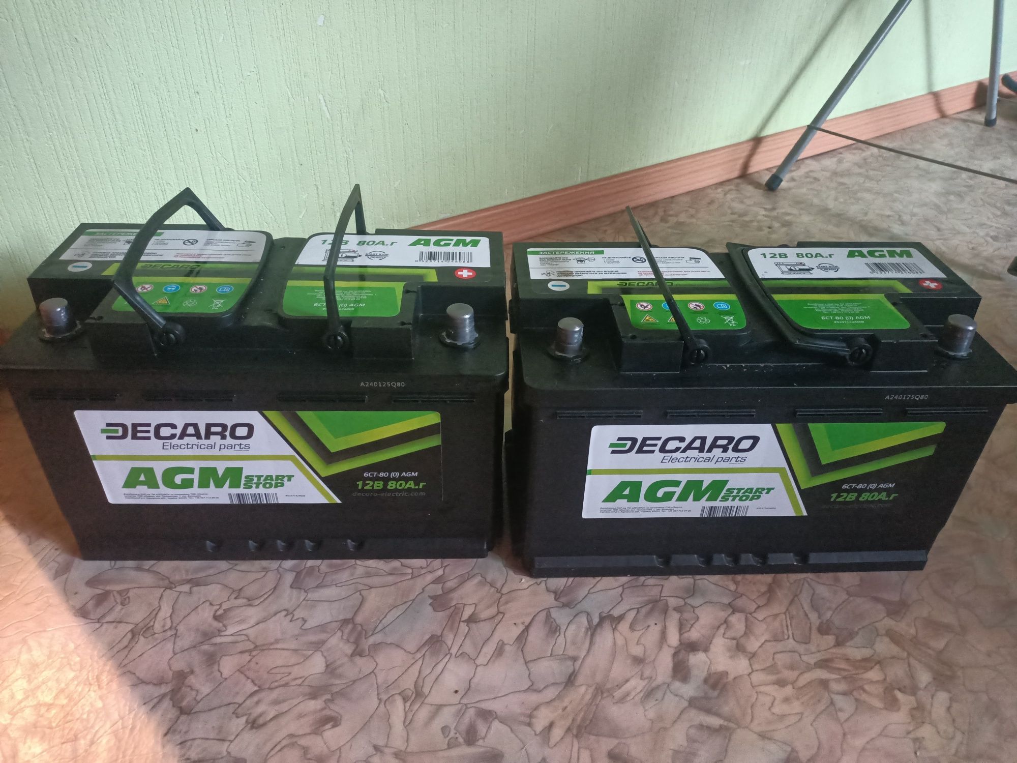 Акумулятор 80Ah-12v AGM Start-Stop +R EN800 DECARO 6СТ-80 (0) AGM 2024