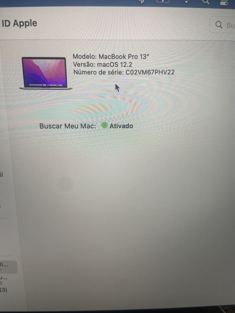 MacBook Pro 13” versão macOS 12.2