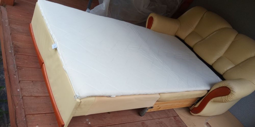 Sofa/kanapa dwuosobowa z funkcją spania, skórzana