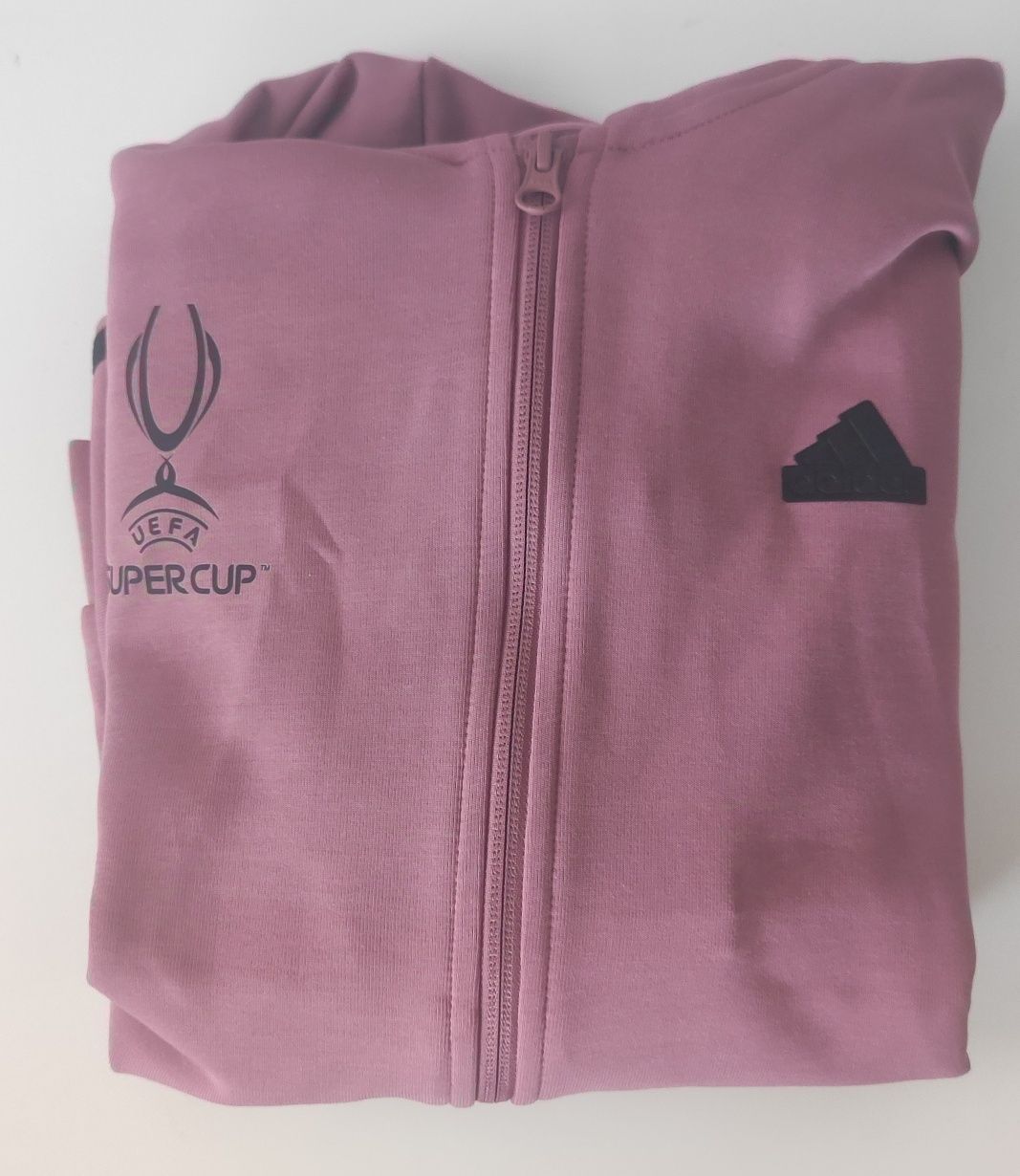Łososiowy sweter, logo UEFA Warsaw Super cup - Superpuchar 2024 Adidas