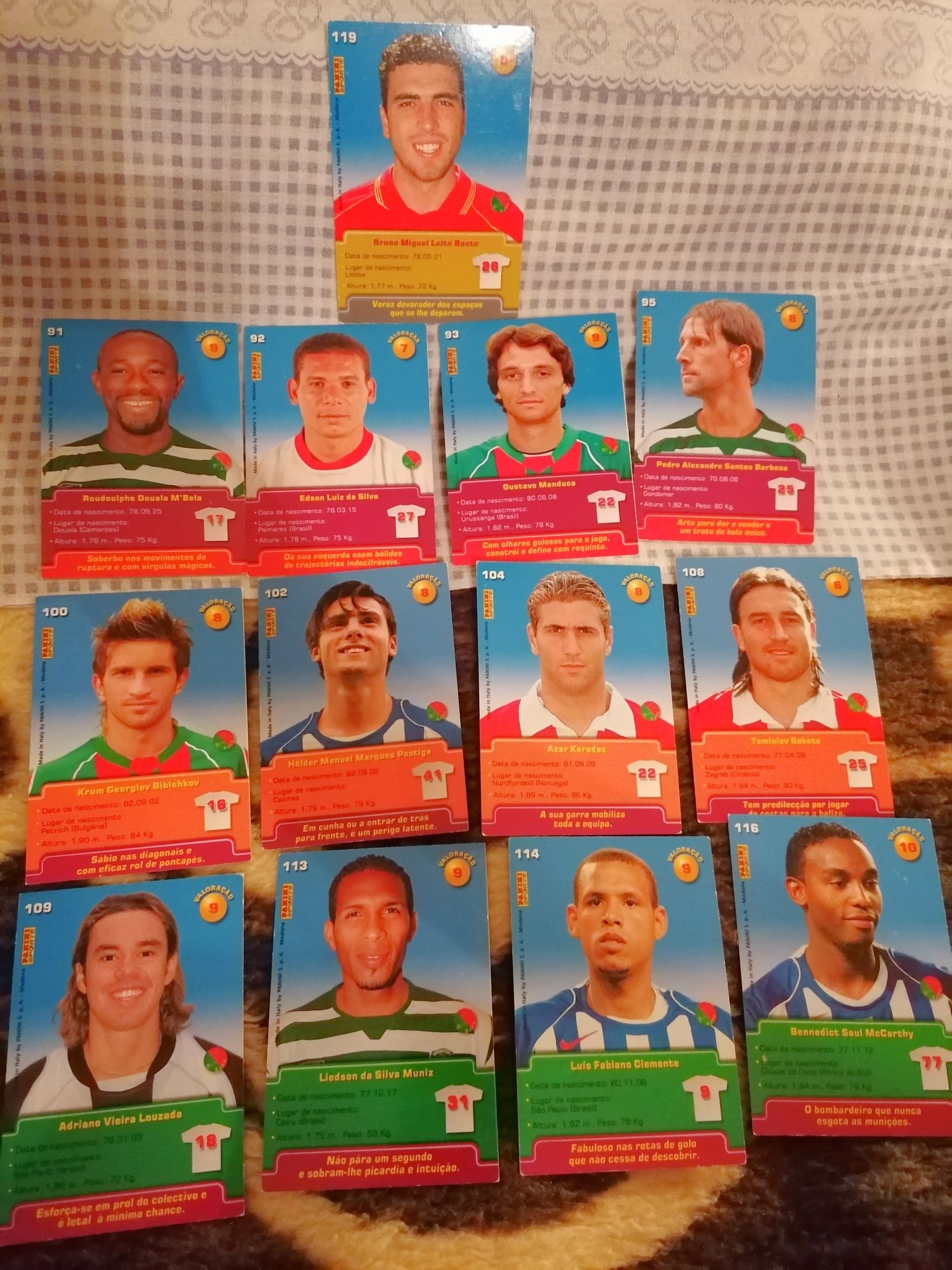 15 cromos colecção Panini Sports