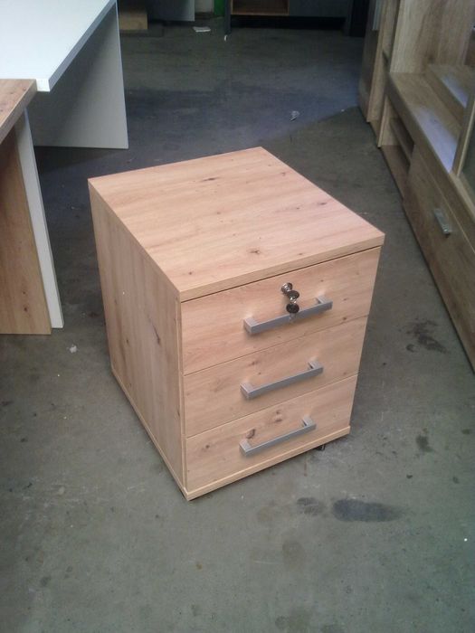 Biurko z kontenerkiem (dąb artisan) Nowe