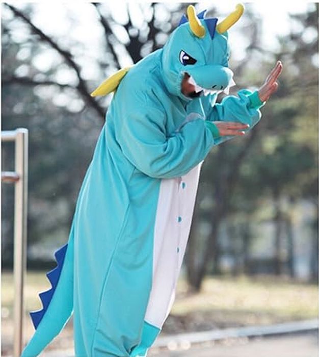 Męska Piżama Kigurumi Cosplay Smoka Niebieski Rozmiar M 158-168 cm