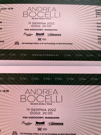 Bilety na koncert Andrea Bocelli w Warszawie