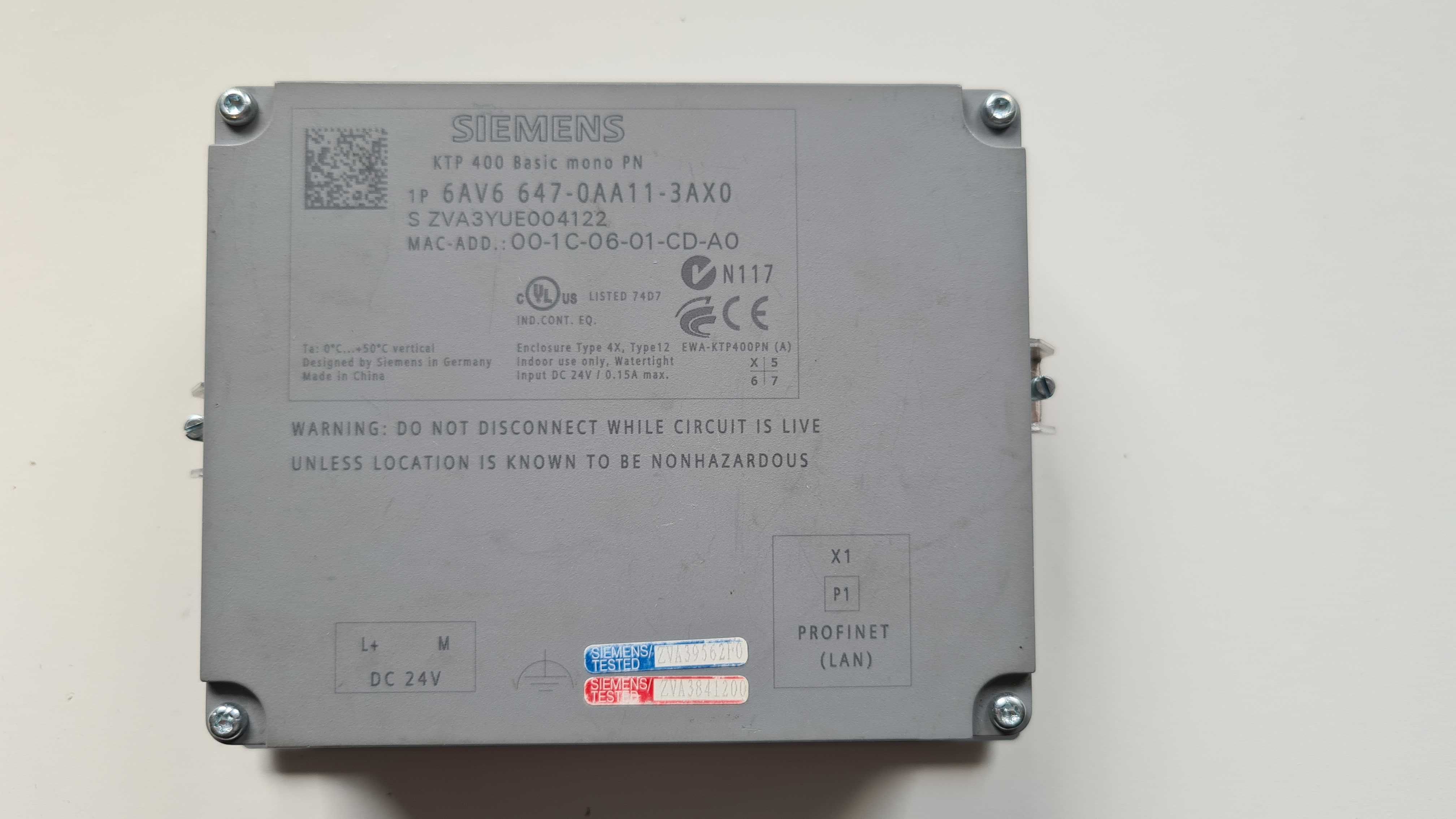 HMI Siemens KTP 400 Basic mono PN 6AV6 647-0AA11-1AX0