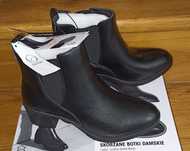 Buty damskie botki skórzane na obcasie czarne 37, 38, 39 - nowe