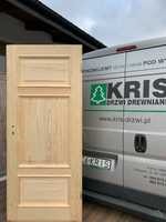 Drzwi drewniane wewnętrzne listewka retro sosnowe