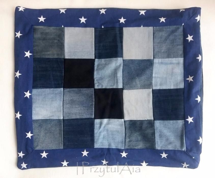 Patchwork poszewka pokrowiec dżinsowy jeans poduszka