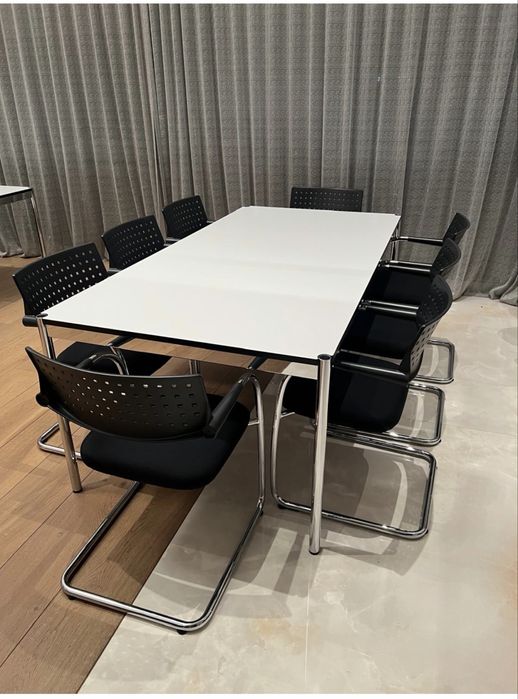 Komplet do biura: stol/biurko USM Haller 200x100, 8 krzesel USM