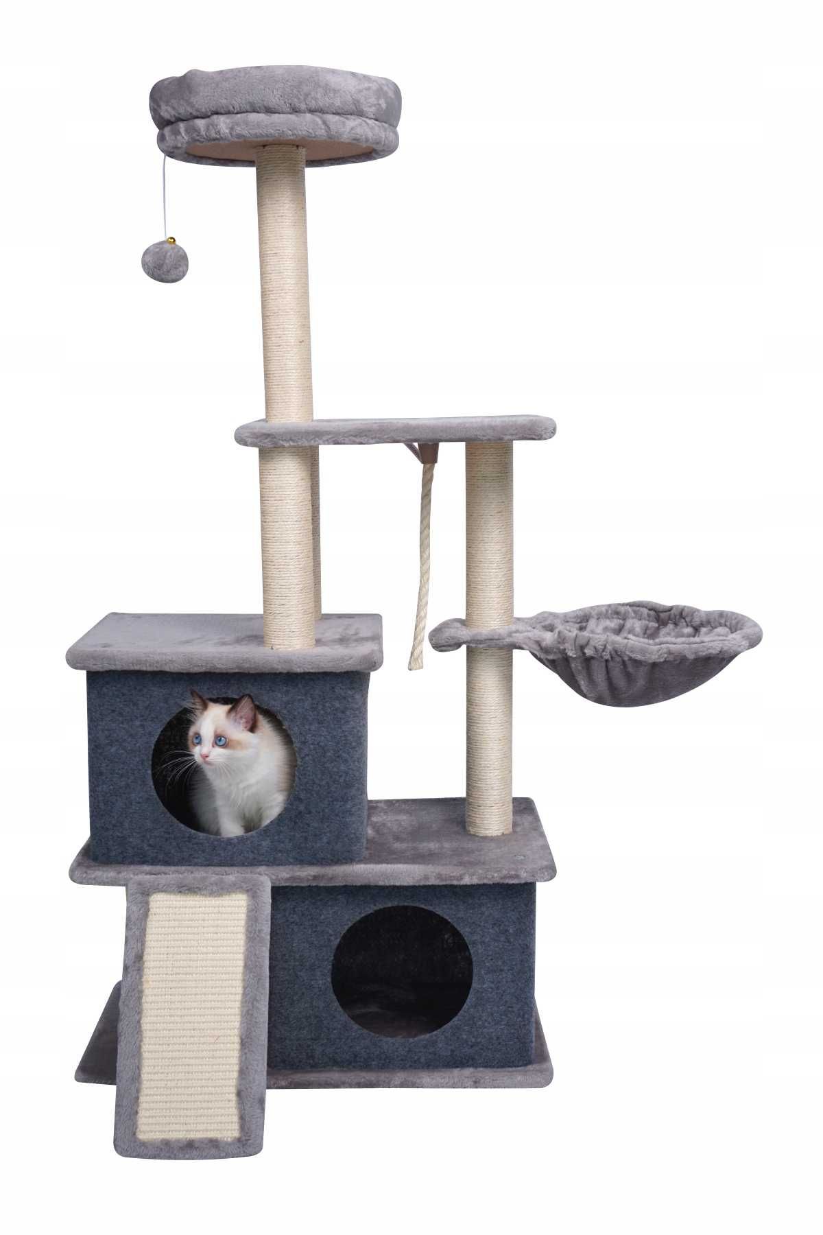 Nowy drapak budka dla kota kotów wieża legowisko słupki sizal 127 cm