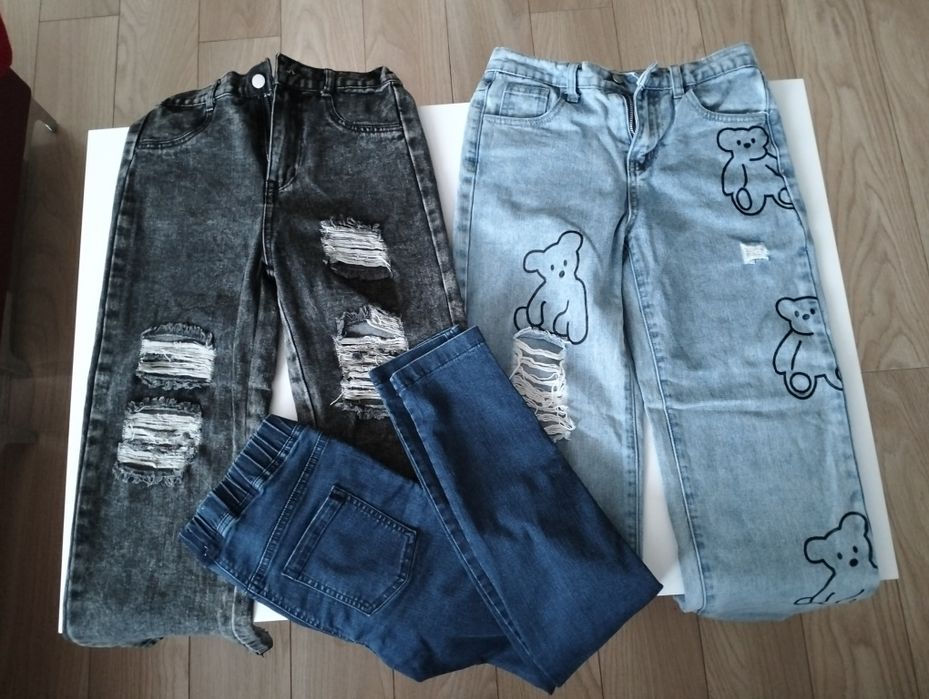 jeansy dziewczęce 134/140, spodnie dziewczece paka