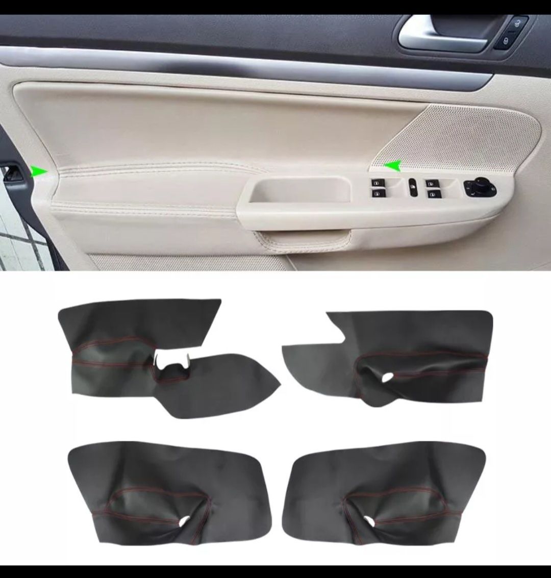 4 Forras portas pele beje Golf V e jetta 05-09