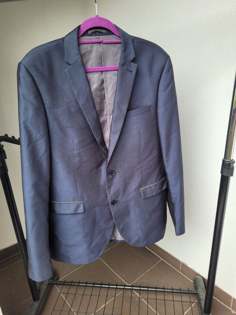 Next - niebieska elegancka męska marynarka z lekkim połyskiem r. XL
