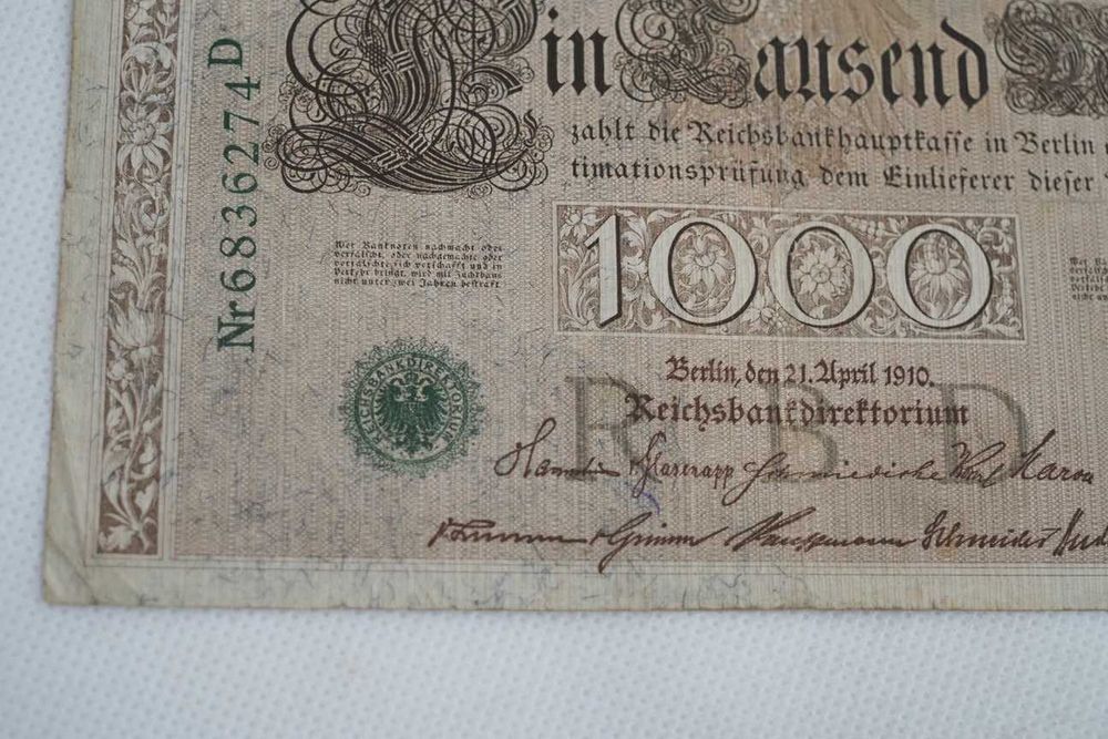 Banknot kolekcjonerski 1000 Marek niemieckich 1910