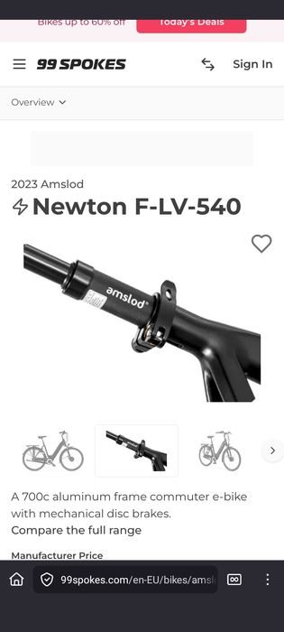 Rama do roweru elektrycznego Amslod Newton F-LV, 36V Lithum 10N nowa