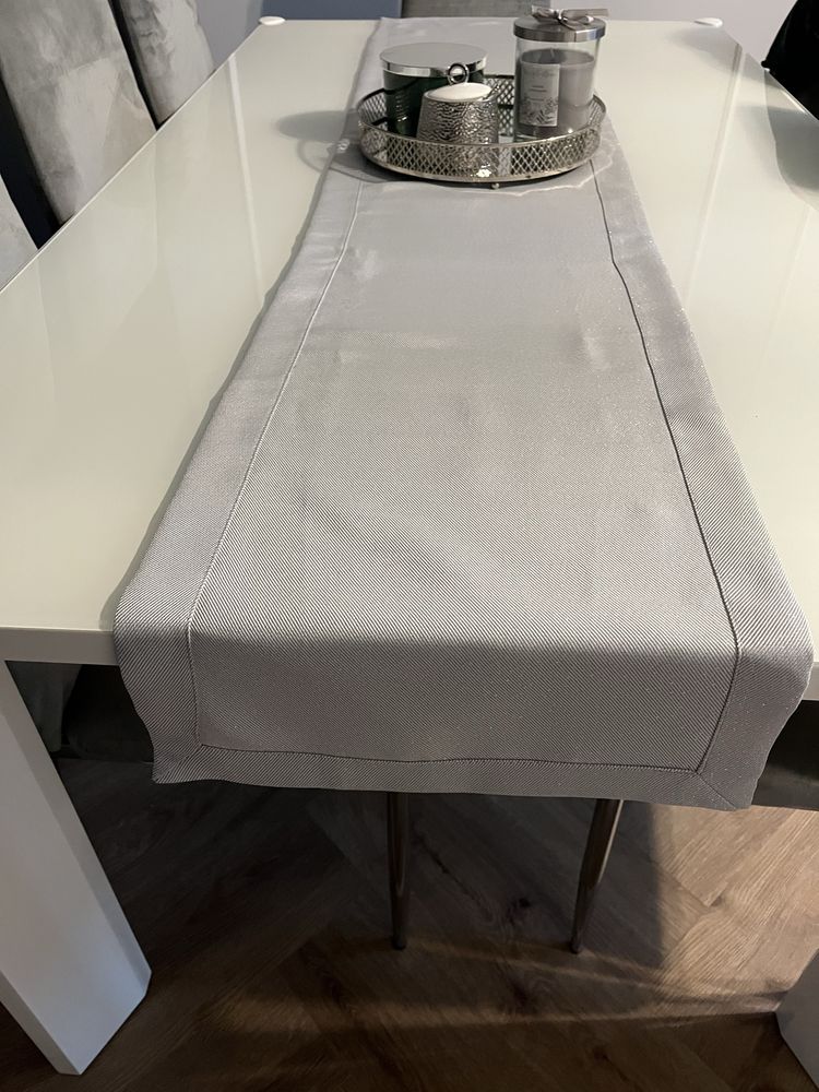 Komplet 2 bieżniki, ława, stół, Home&You, srebrne,Table Runner