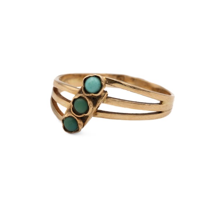 Złoty pierścionek WARMET z turkusami