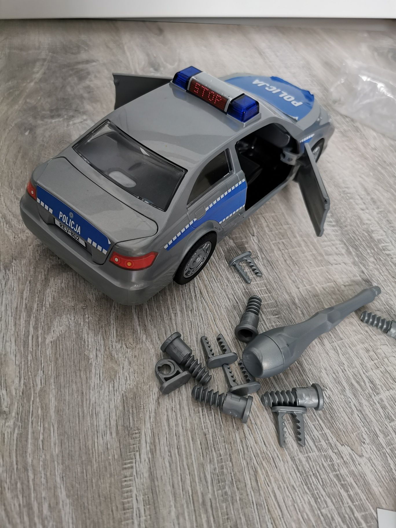 Klocki konstrukcyjne samochód auto policja instrukcja naklejki