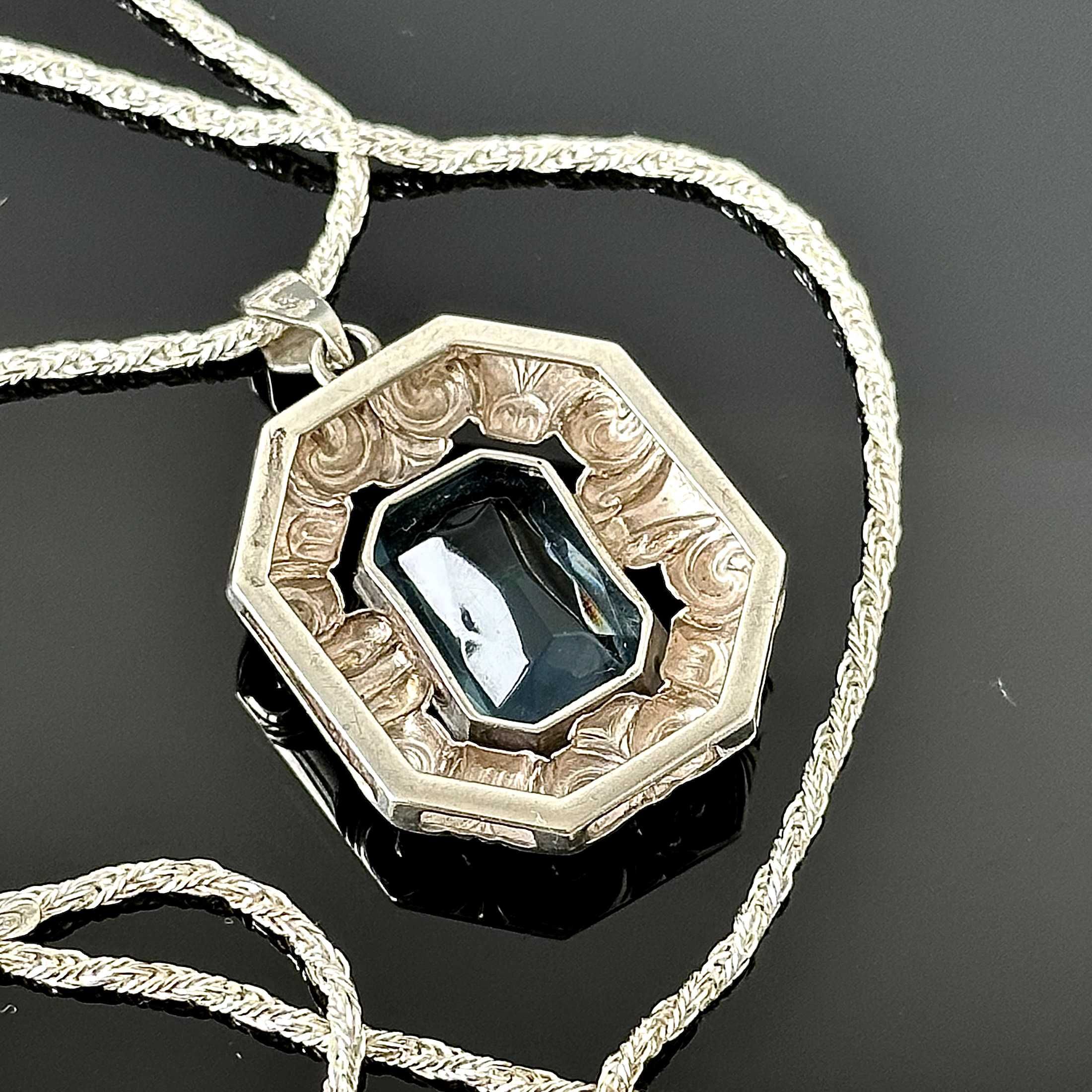 Srebrny naszyjnik, oryginał Art Deco z ok. 1920 roku, srebra próby 835