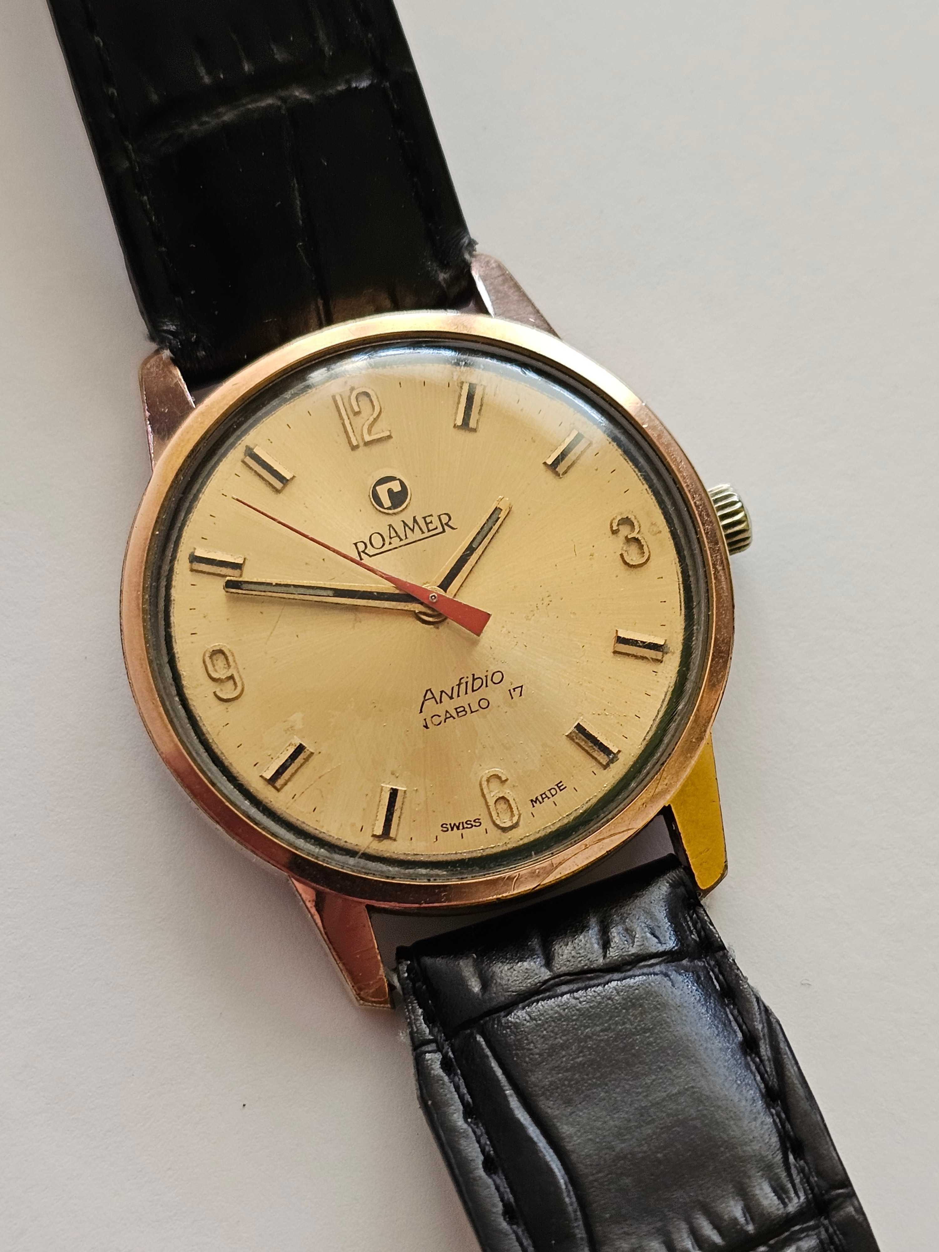 Roamer Anfibio *Swiss Made* pozłacany 35,0 mm b/k