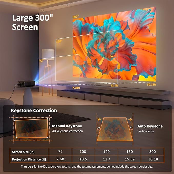 nexigo pj40 rzutnik projektor hdmi lcd 4k bt 5g fullhd vv