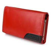 BELTIMORE portfel damski skórzany klasyczny z biglem P201 czerwony
