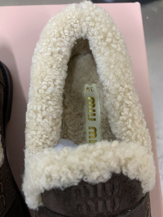 Лофери зимові miu miu з хутром міу міу зимние