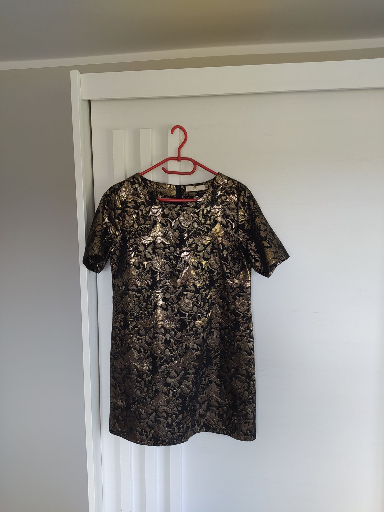 Sukienka trapezowa złota sylwestrowa missguided mini midi tunika h&m