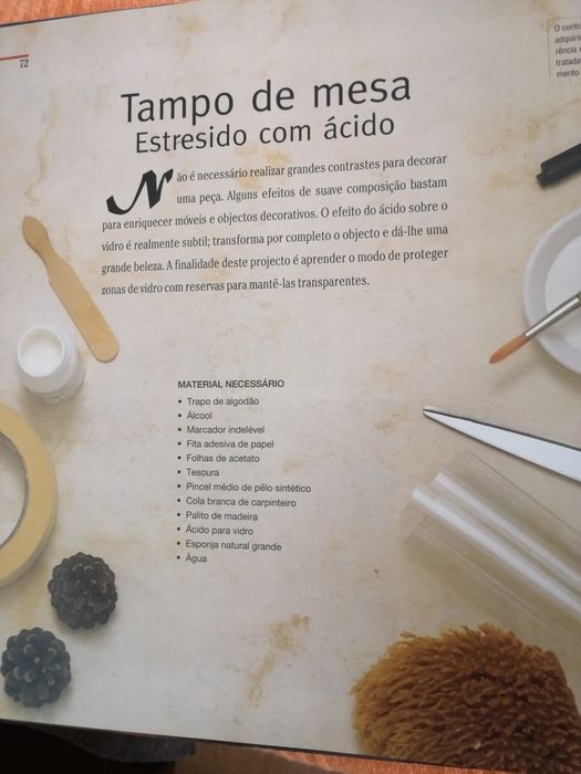 Livro de ensino sobre decoração em vidro