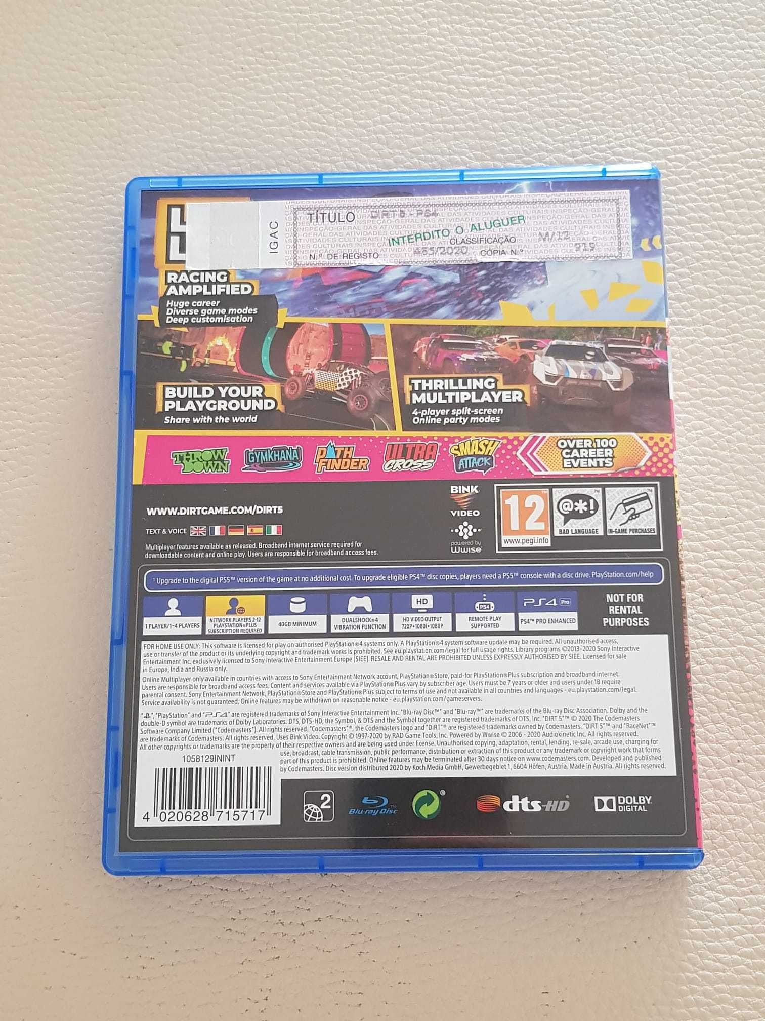 Jogo Playstation 4 PS4 Dirt 5 - Novo
