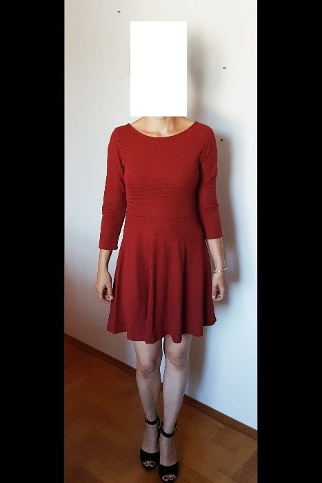 Sukienka damska czerwona ceglasta wesele elegancka S 36 Reserved